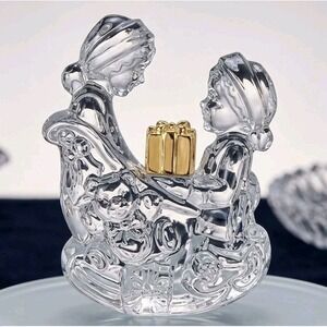 2002 Waterford Marquis Crystal Figurine Elves Packing The Sleigh 3rd in Series